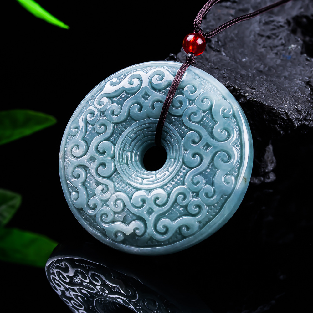 Necklace Pendant - Натуральный бирманский нефритовый кулон-цветок, винтажное дизайнерское