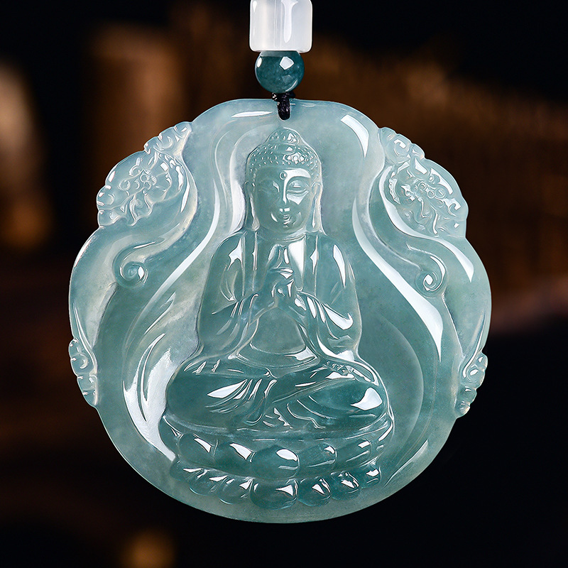 Necklace Pendant - Натуральный бирманский нефритовый кулон Будда, ожерелье