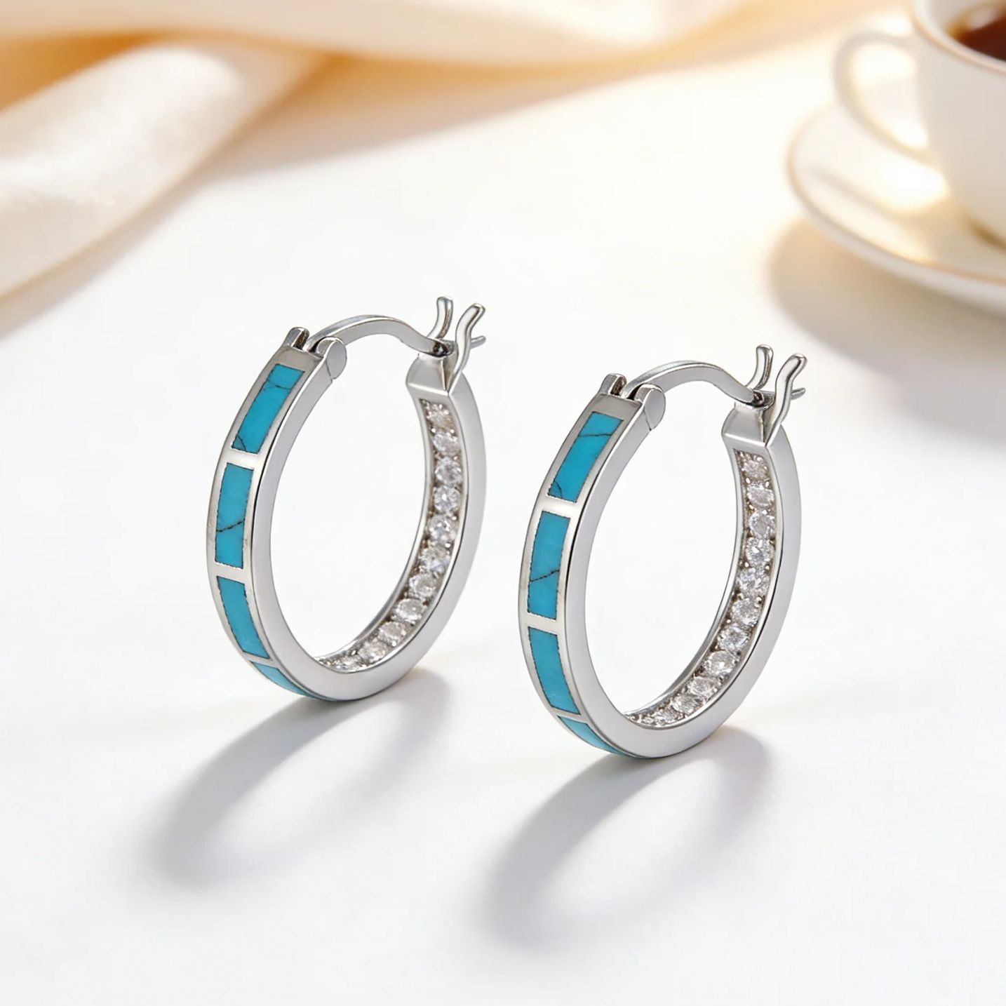 Гипоаллергенные серьги-кольца  – обзор и цена Turquoise Stone Ring